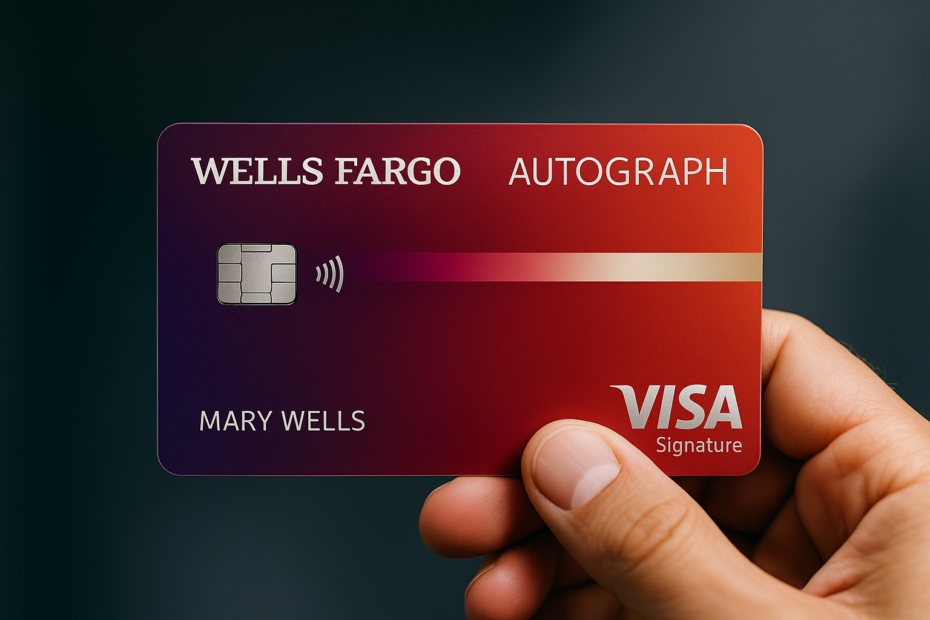 Tarjeta Wells Fargo Autograph Visa Signature color rojo y morado
